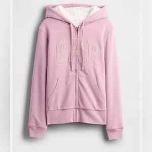 Gap Spellout Relaxed Logo Sherpa-Lined Full Zip Hoodie Jacket Coat NWT M Cozy